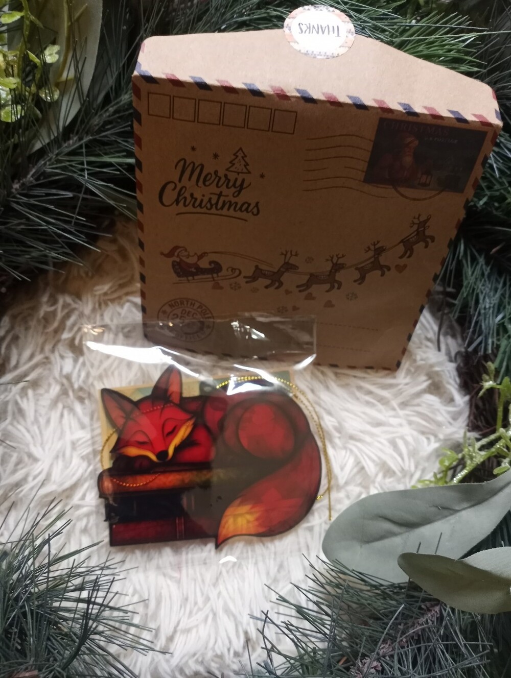 Holiday Red Fox Book Ornament